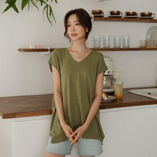 Cap-sleeve Roll-edge Knit Top