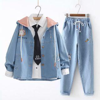 Hooded Denim Jacket / Harem Jeans / Set
