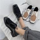 Studded Panel Square Toe Oxfords
