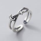 925 Sterling Silver Moon & Star Layered Open Ring Silver - One Size