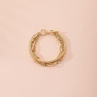 Layered Alloy Bracelet S027 - Gold - One Size