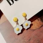 Alloy Fried Egg Dangle Earring 1 Pair - White & Yellow - One Size