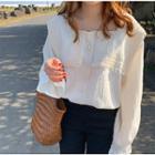 Bell-sleeve Lace Top Off-white - One Size