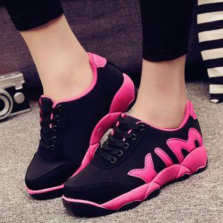 Contrast Trim Hidden Wedge Sneakers