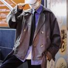 Cropped Double-breasted Plaid Trench Coat
