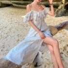 Cold-shoulder Slit Midi A-line Dress
