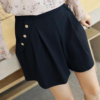 Button-detail Wide-leg Shorts