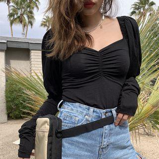 Lantern-sleeve T-shirt Black - One Size