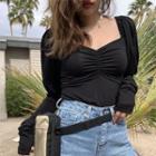 Lantern-sleeve T-shirt Black - One Size