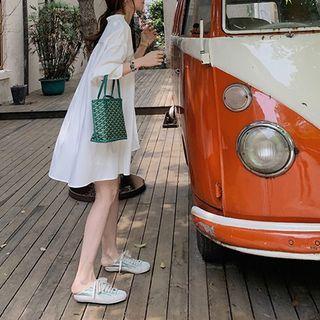 Asymmetric Mini A-line Shirtdress
