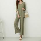 Set: V-neck T-shirt + Drawstring Pants