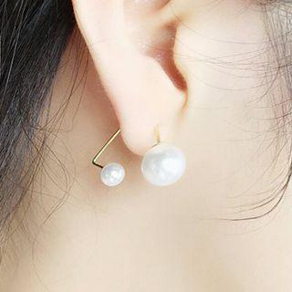 Faux Pearl Triangle Through & Through Earrings