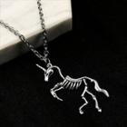 Unicorn Skeleton Pendant Alloy Necklace / Dangle Earring