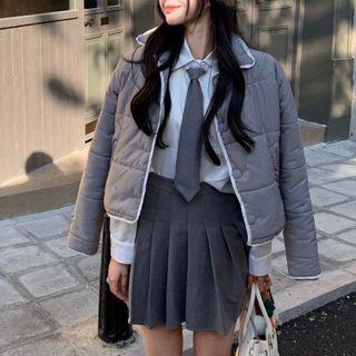 Padded Jacket / Pleated Skirt / Shirt / Tie / Set
