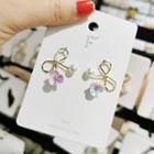 Bow Faux Pearl Stud Earring 1 Pair - As Shown In Figure - One Size