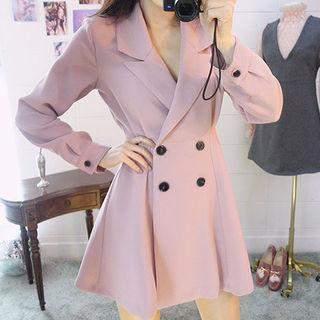 Peaked-lapel A-line Mini Coatdress