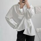 Mock Two Piece Asymmetrical Long-sleeve Shirt