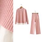 Set: Mock Two Piece Sweater + Wide Leg Pants