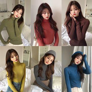 Turtleneck Plain T-shirt In 9 Colors
