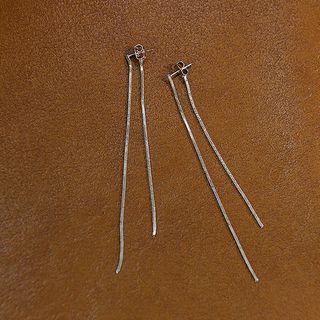 String Drop Earrings Silver - One Size