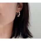 Faux Pearl Alloy Open Hoop Earring S925 Silver - Earrings - 1 Pair - One Size