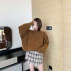 Set : Plaid Long-sleeved Shirt + Knit Sweater