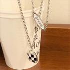 Lock Checker Pendant Layered Stainless Steel Necklace Black & White & Silver - One Size