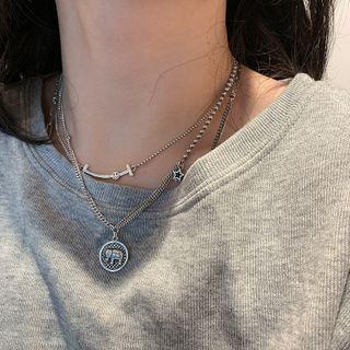925 Sterling Silver Elephant Layered Necklace