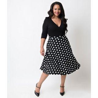 Polka Dot V-neck Midi Dress