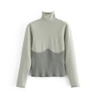High-neck Panel Knit Top