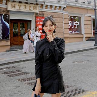 Set: Loose-fit Shirt + Pleated Miniskirt