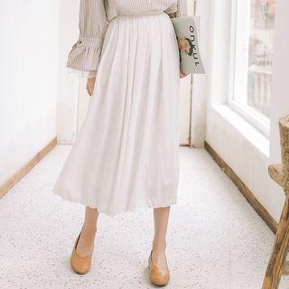 Elasticized Waist Pleated Skirt