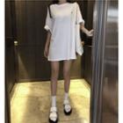 Moon Print Elbow-sleeve T-shirt