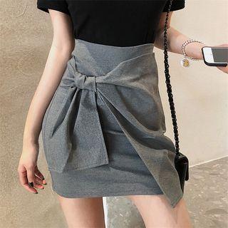 Knot Front Mini Skirt