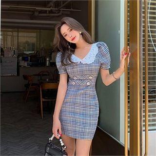 Lace-collar Plaid Minidress