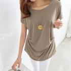 Short-sleeve Shirred-detail T-shirt