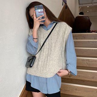 Shirt / Cable Knit Vest