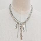Alloy Lettering Pendant Layered Necklace Silver - One Size
