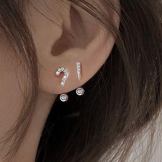 Question & Exclamation Mark Asymmetrical Sterling Silver Earring