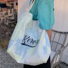 Lettering Tie-dyed Canvas Tote Bag
