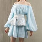 Balloon-sleeve Off-shoulder Mini A-line Dress