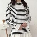 Stripe Frill Trim Long-sleeve T-shirt