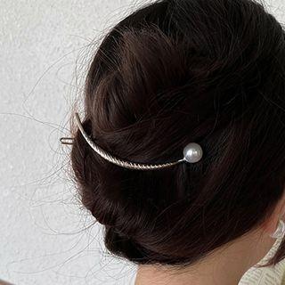 Faux Pearl Curve Alloy Hair Clip