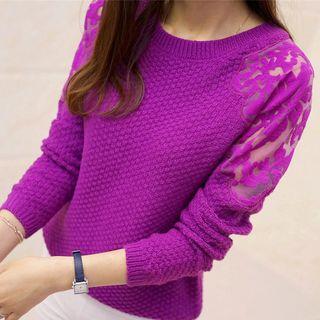 Plain Mesh Panel Sweater