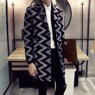 Chevron Lapel Knit Coat