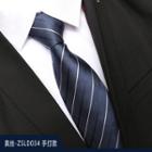 Genuine Silk Striped Neck Tie Zsld034 - Navy Blue - One Size