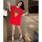 Oversized Printed T-shirt Red - One Size