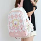 Bear Print Pvc Panel Backpack / Bag Charm / Set