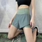 High-waist Sports Shorts / Mock Two-piece Leggings