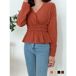 V-neck Smocked-waist Top